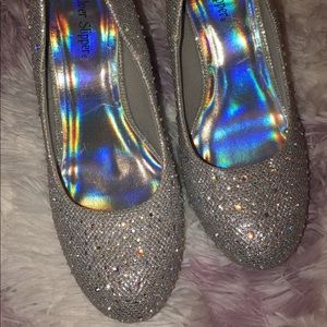 Sparkly silver heels